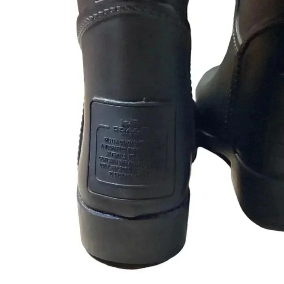 Coach Tristee Womens 7 B Black Lined Tall Lace Up Rubber Rainboots Riding - Picture 5 of 9